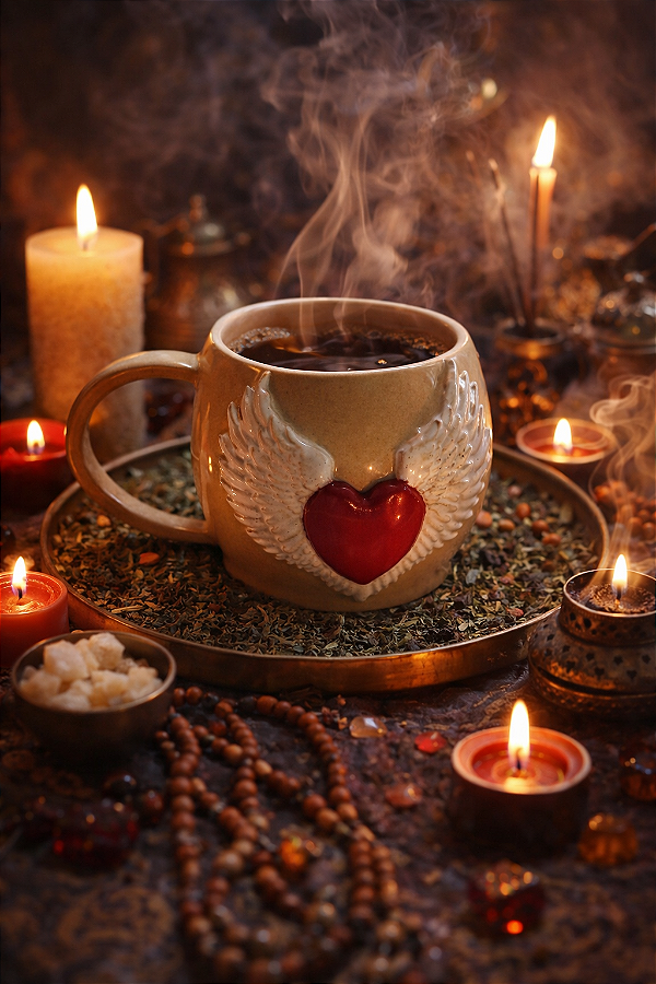 caneca artesanal cerâmica alça coração alado