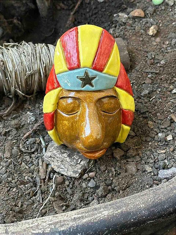 Incensário feito a mão em cerãmica pajé estrela