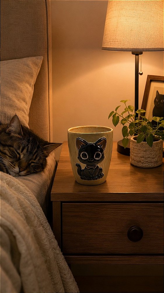caneca gato preto