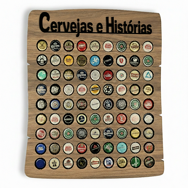 Quadro Porta Tampinhas Rustic - 80 - Cervejas Histórias