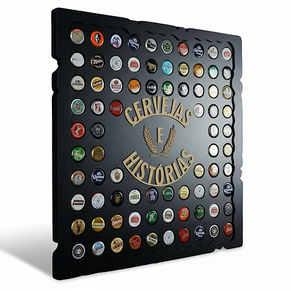 Porta Tampinhas Black 80 Tampinhas com moldura CERVEJAS E HISTÓRIAS