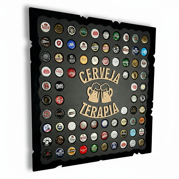 Porta Tampinhas Black 80 Tampinhas com moldura CERVEJA TERAPIA