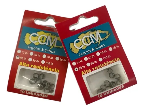 Argola Split Ring Com Trava CCM Fishing 80lb 10un