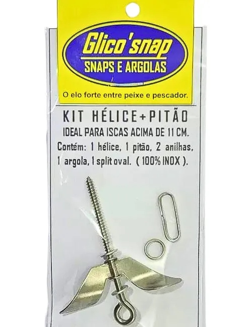 Kit Hélice E Pitão Inox Glico Snap