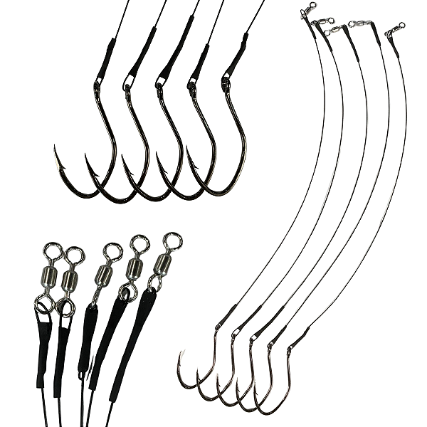 Kit 5 Empate Fio de Aço 200lb Anzol Crown 10/0 Encastoado