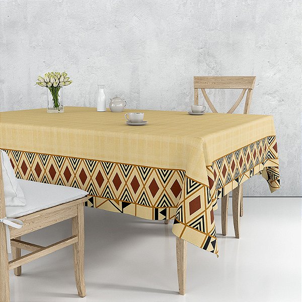 Toalha de Mesa Retangular - Mosaico Bege