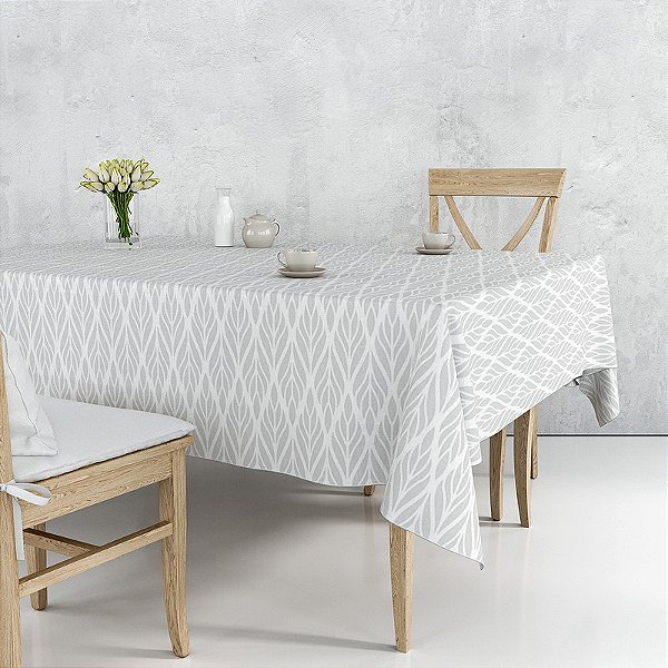 Toalha de Mesa Retangular - Cinza Padrao