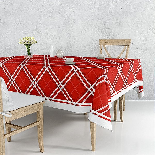 Toalha de Mesa Retangular - Vermelho Xadrez