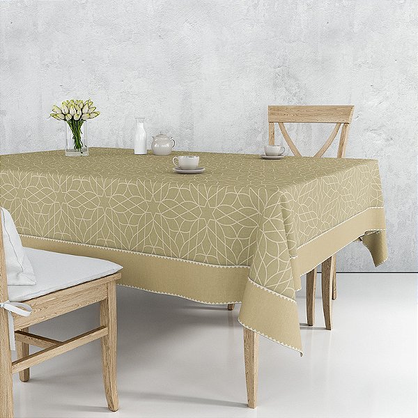 Toalha de Mesa Retangular - Bege Mosaico