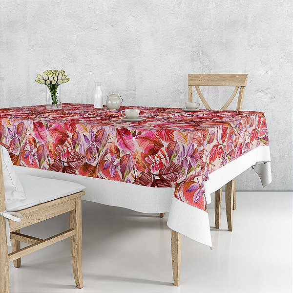 Toalha de Mesa Retangular - Floral Rosa