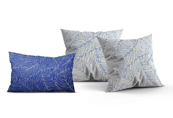 Almofadas Decorativas Retangular Azul e Branco