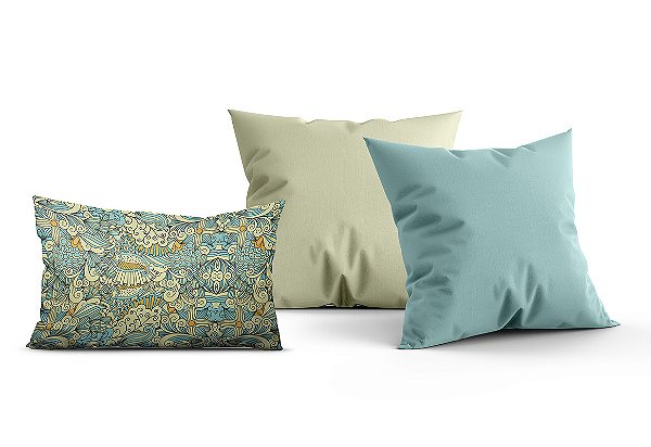 Almofadas Decorativas Retangular Azul e Verde