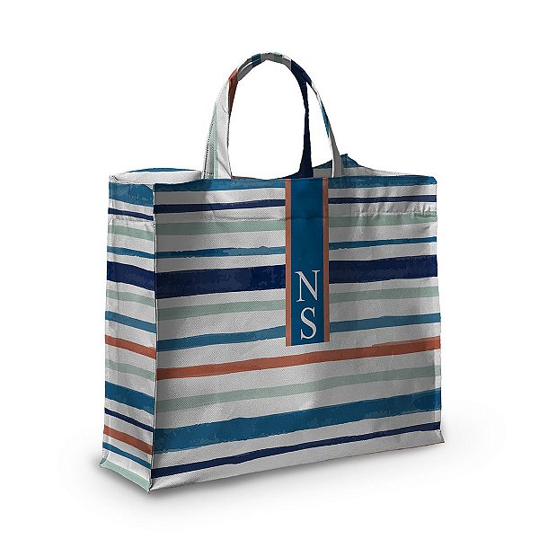 Bolsa Nave Bag Impermeável Estampas Listras Azuis 2