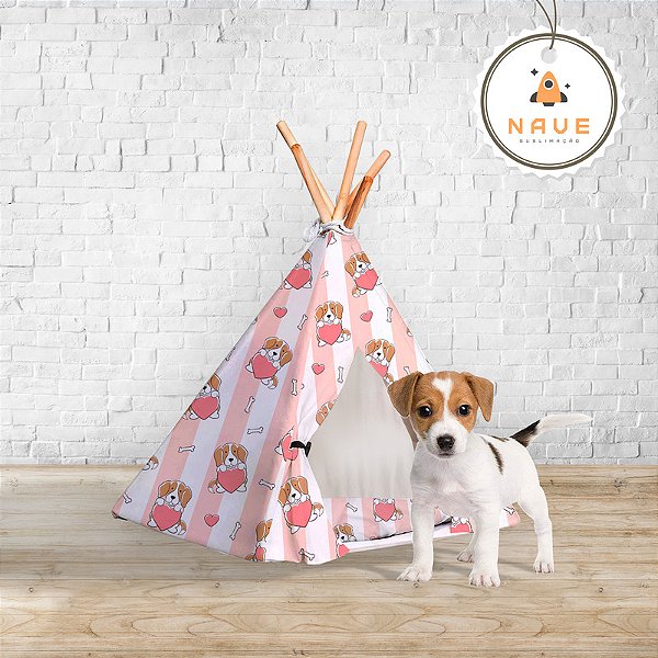 Toca/ Tenda/ Cabana Pet - Listras Rosa