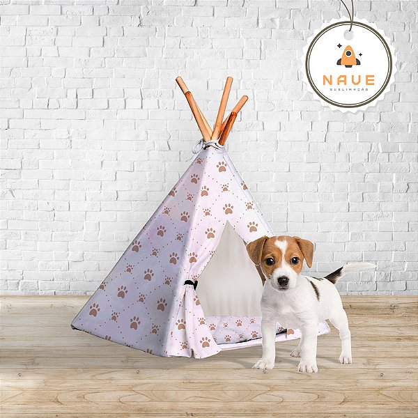 Toca/ Tenda/ Cabana Pet - Branco Patinhas