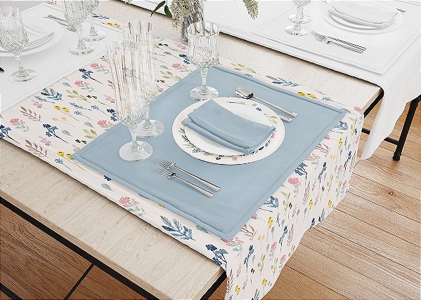 Conjunto Mesa Posta Azul Folhagem