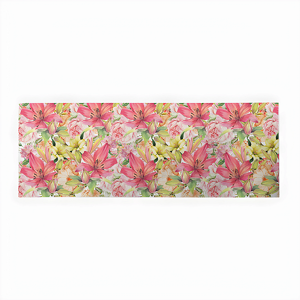 Conjunto Caminho de Mesa Estampas - Flores Rosa