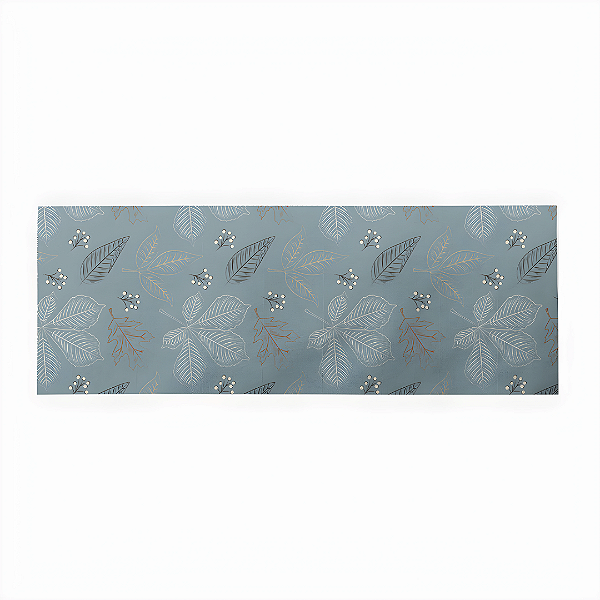 Conjunto Caminho de Mesa Estampas - Folhagem Cinza