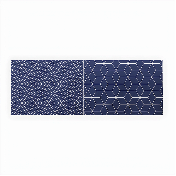 Conjunto Caminho de Mesa Estampas - Azul Linhas Diagonal