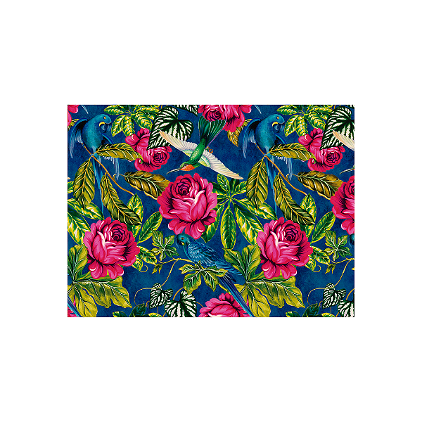 Jogo Americano Para Mesa Posta Floral Azul