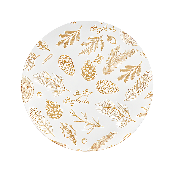 Sousplat Mesa Posta Natalino Dourado e Branco