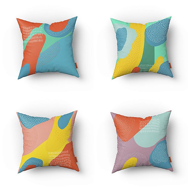 Conjunto de 4 Almofadas Decorativas Manchada