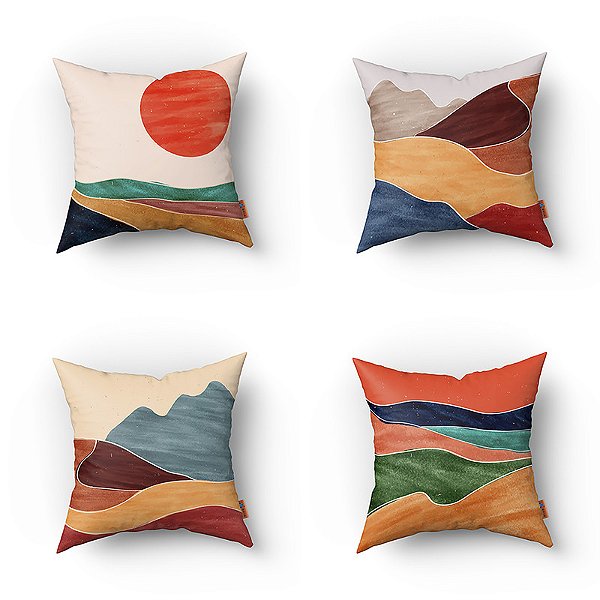 Conjunto de 4 Almofadas Decorativas Horizonte
