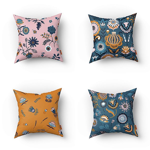 Conjunto de 4 Almofadas Decorativas Color