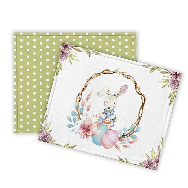 Jogo Americano Mesa Posta Páscoa Coelho Bolinhas