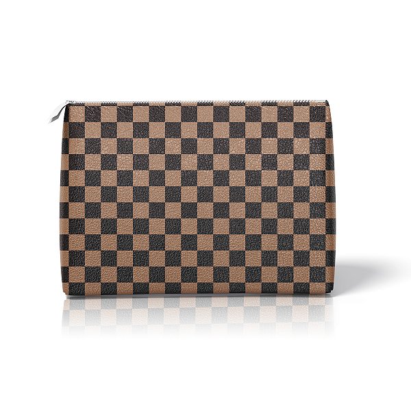 Necessaire Touch - Quadriculado Marrom Claro