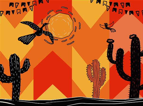 Painel Decorativo Retangular Festa junina deserto