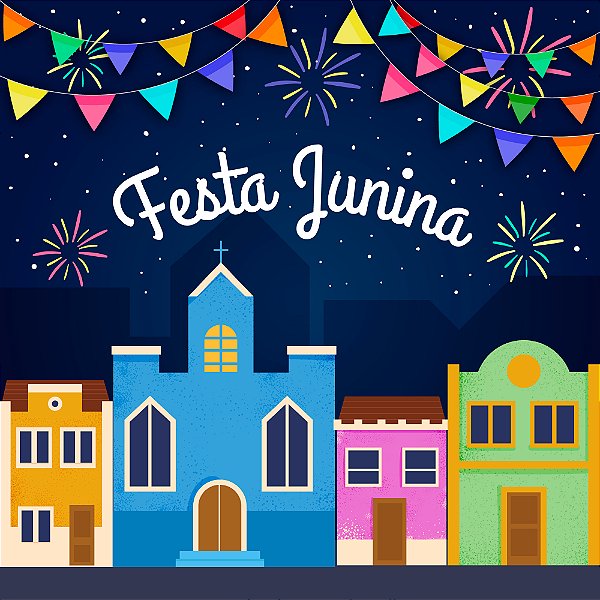 Painel Decorativo Retangular Festa junina cidade