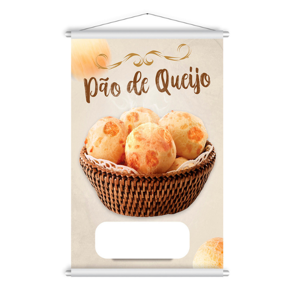 Banner Pronto com tubete - 60x90cm Pão de Queijo