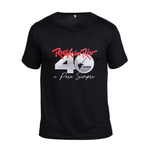 Camiseta preta Rock Camisa Blusa Especial 40 Anos 2024