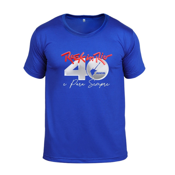 Camiseta azul Rock Camisa Blusa Especial 40 Anos 2024