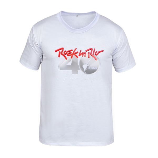Camiseta branca Rock Camisa Blusa Especial 40 Anos 2024