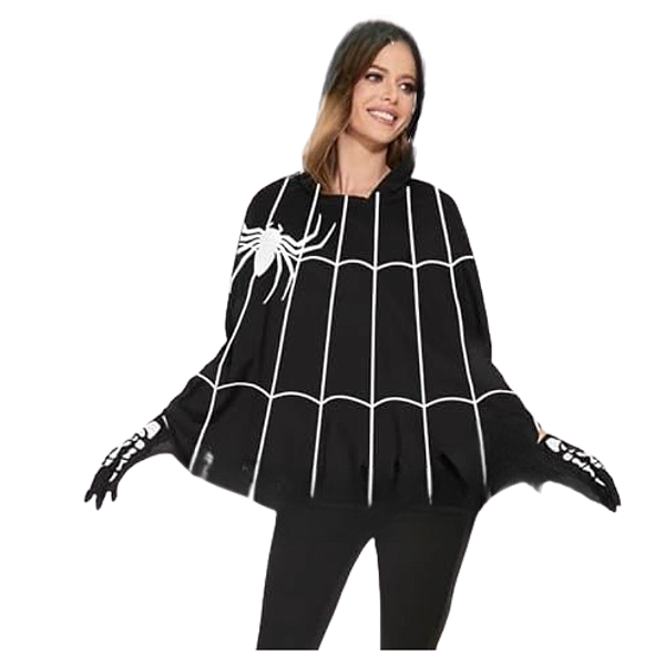 Poncho Estampa Fantasia Halloween Festa Adulto/infantil - Teia Aranha