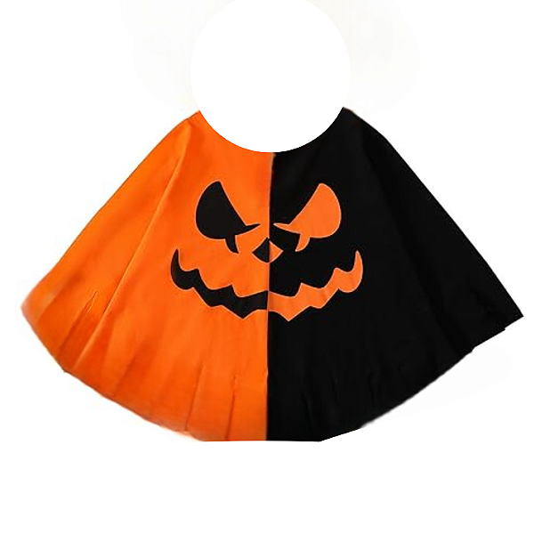 Poncho Estampa Fantasia Halloween Festa Adulto/infantil - Abobora preto e laranja