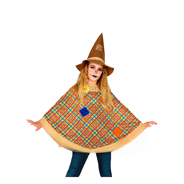 Poncho Estampa Fantasia Halloween Festa Adulto/infantil - Espantalho