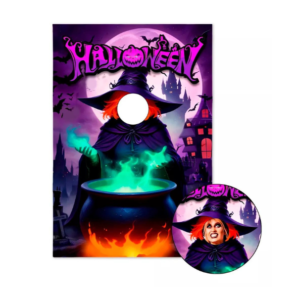 Painel Decorativo interativo vazado Halloween Bruxa