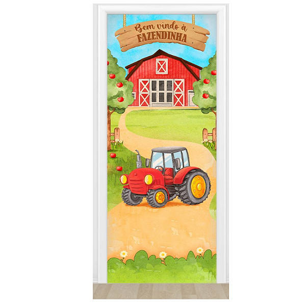 Capa De Porta Decorativo Tecido 0,85x2,10m - Fazendinha