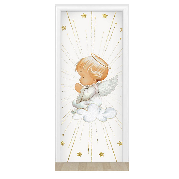 Capa De Porta Decorativo Tecido 0,85x2,10m - Batizado