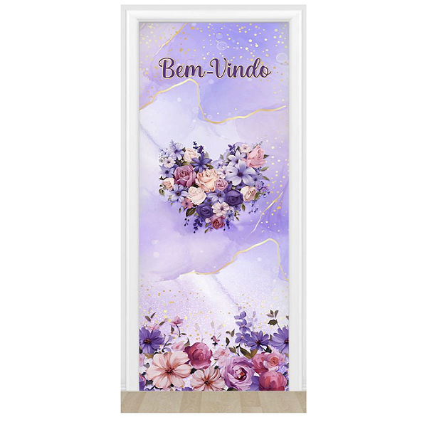 Capa De Porta Decorativo Tecido 0,85x2,10m - Flores