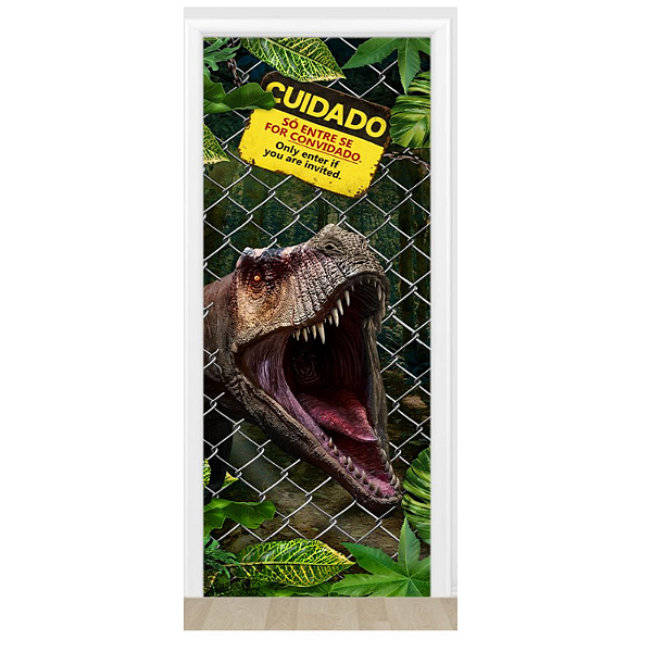 Capa De Porta Decorativo Tecido 0,85x2,10m - Jurrassic Park