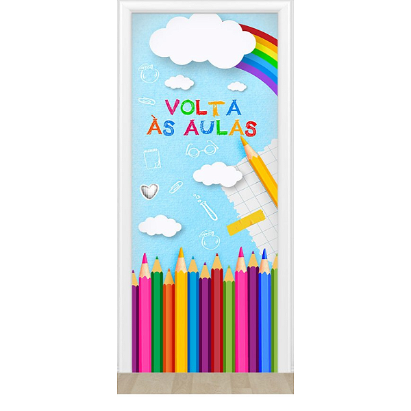 Capa De Porta Decorativo Tecido 0,85x2,10m - Volta as Aulas
