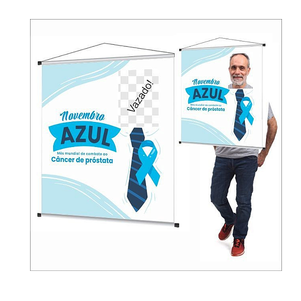 Banner Pronto com tubete vazado - 85cmx80cm Novembro azul 2024