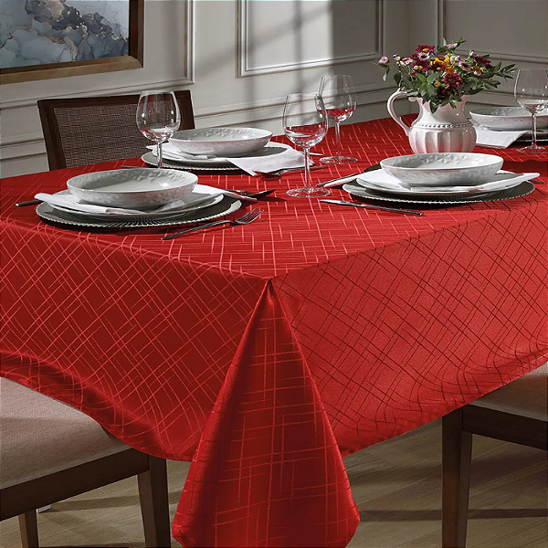 Toalha de Mesa Retangular Vermelho - Natal