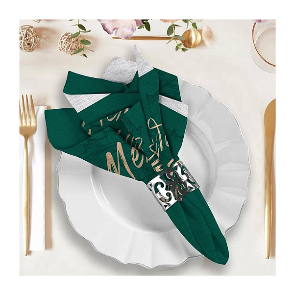 Guardanapos Para Mesa Posta - Natal Verde Marry christmas