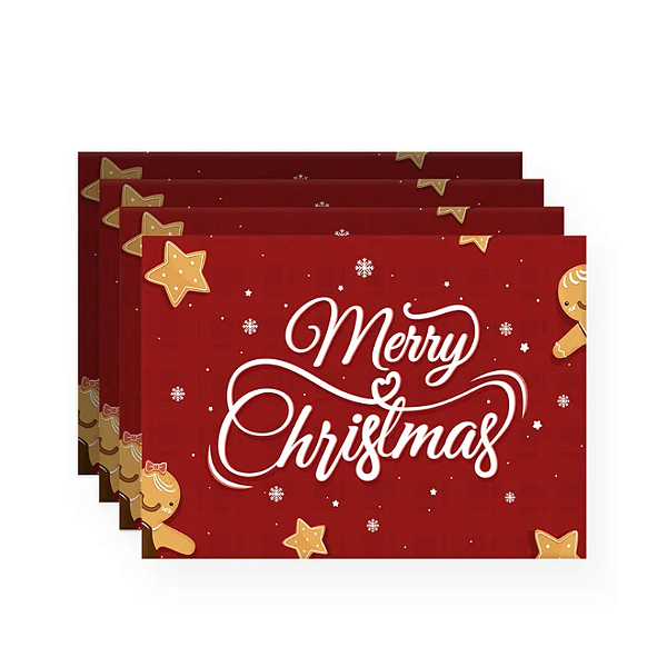 Jogo Americano Mesa Posta - Natal Vermelho Marry christmas