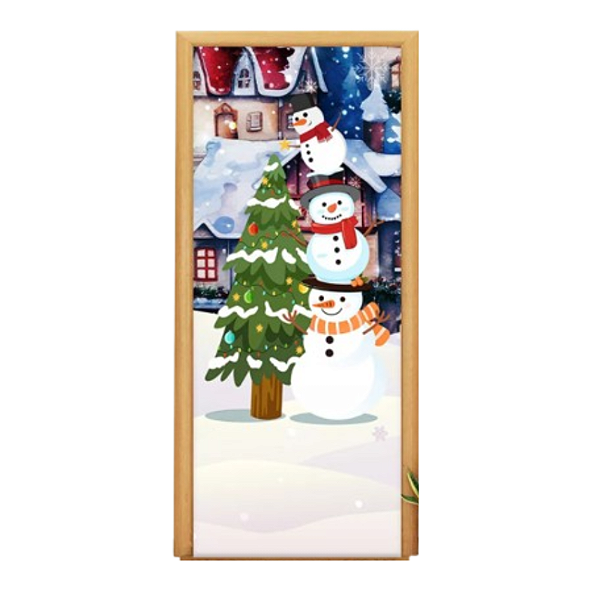 Capa De Porta Decorativo Tecido 0,85x2,10m -  Natal Neve